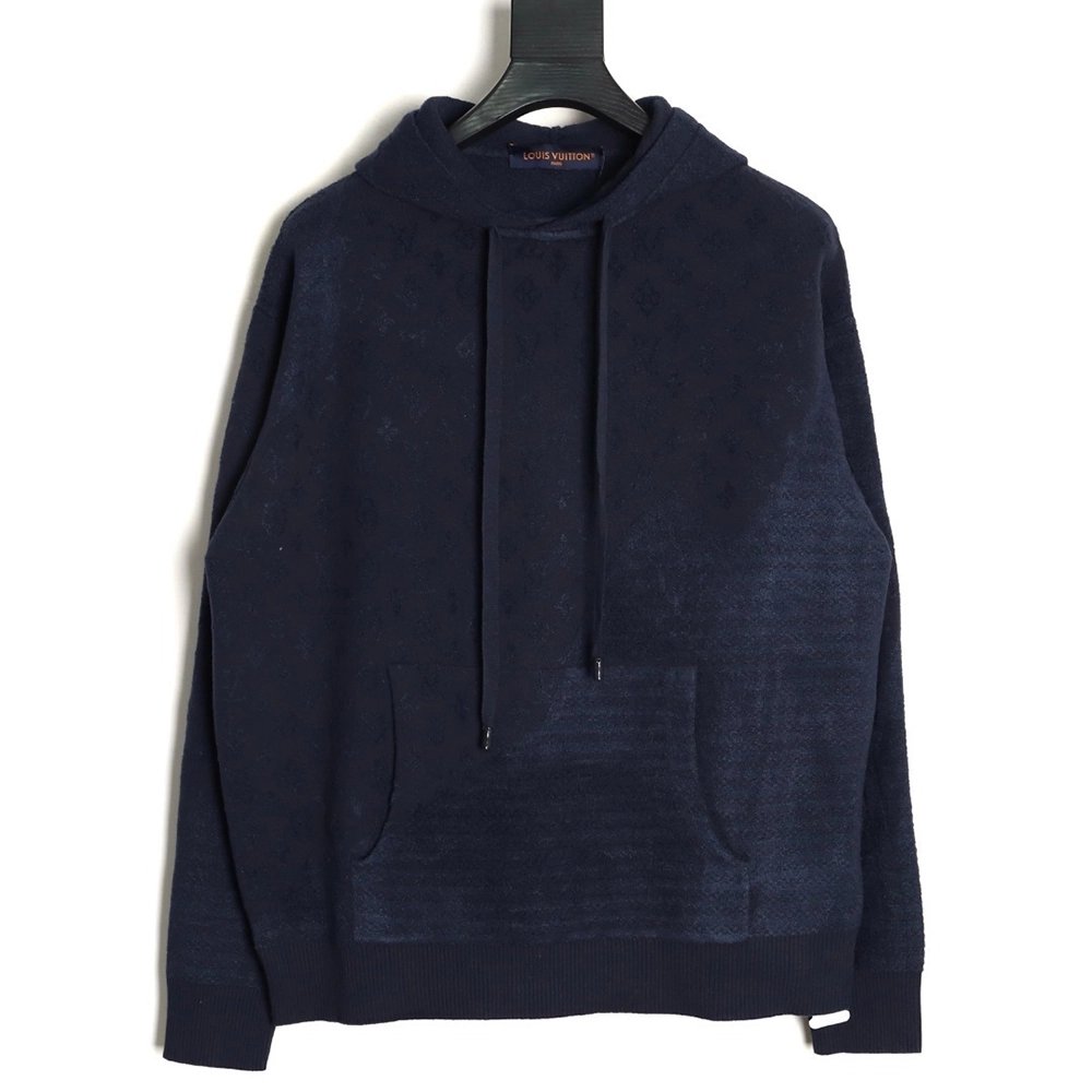 Louis Vuitton jacquard patchwork knit hoodie,Louis Vuitton