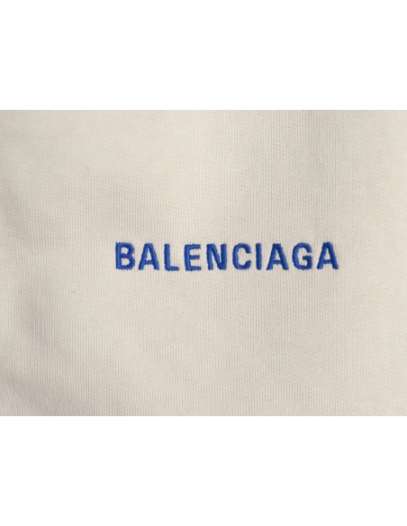 Balenciaga Embroidered Blue Letter Zip-Up Hooded Sweatshirt,Balenciaga