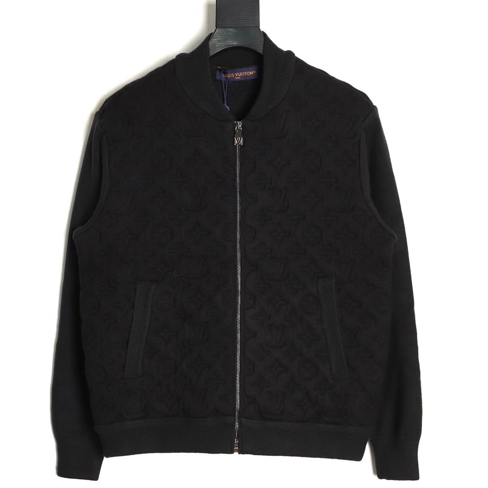 Louis Vuitton monogram embossed wool knit bomber jacket,Louis Vuitton