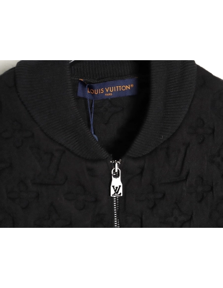 Louis Vuitton monogram embossed wool knit bomber jacket,Louis Vuitton