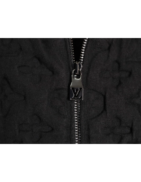 Louis Vuitton monogram embossed wool knit bomber jacket,Louis Vuitton