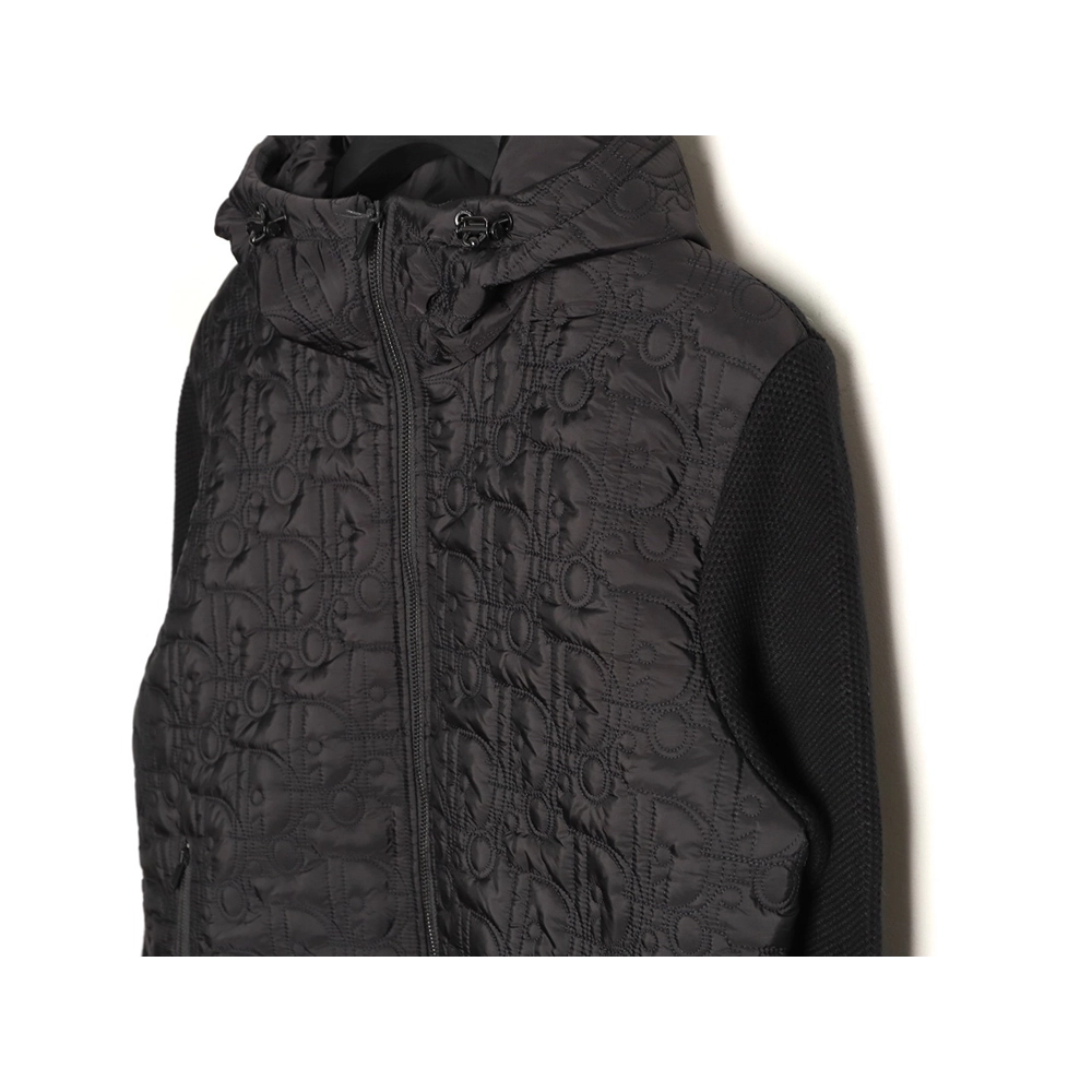 Dior quilted letter knit patchwork hooded down jacket,Dior
