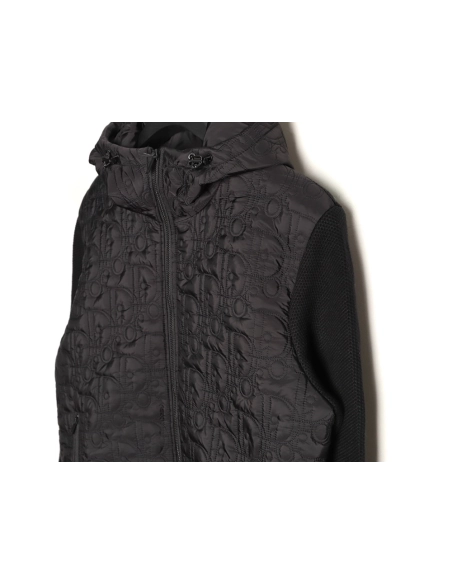 Dior quilted letter knit patchwork hooded down jacket,Dior