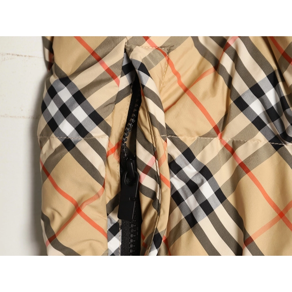 Burberry Leather Plaid Down Vest,Burberry