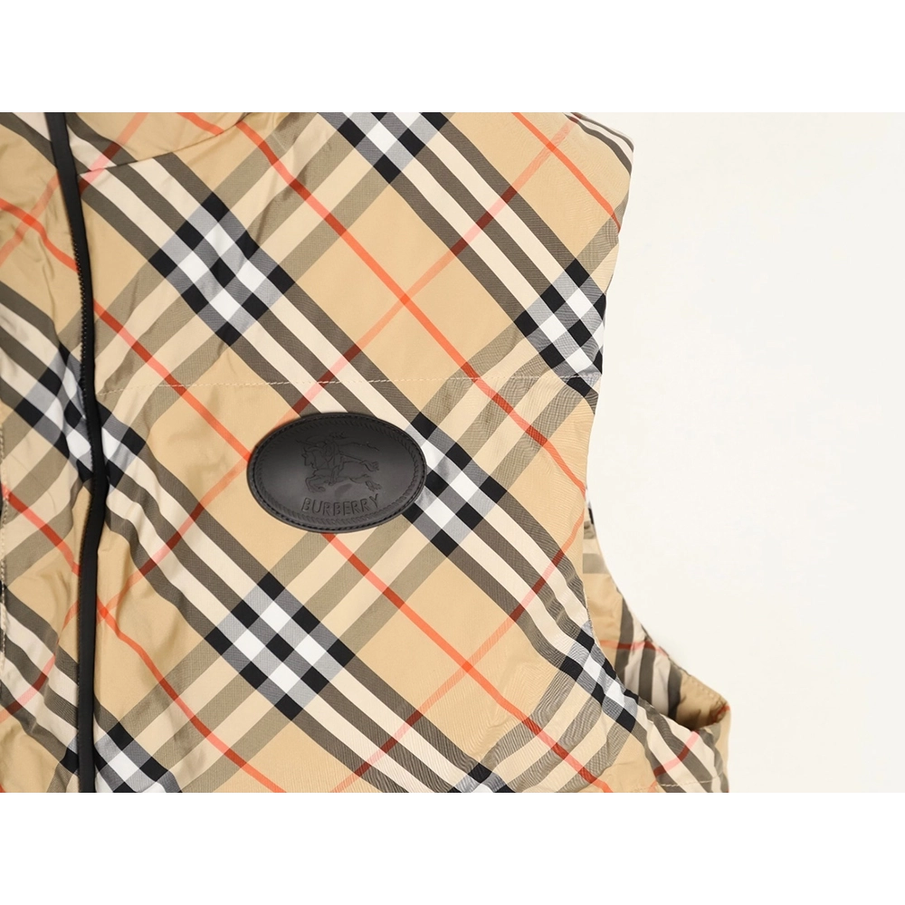 Burberry Leather Plaid Down Vest,Burberry
