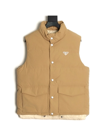 Prada Triangle Logo Double Pocket Down Vest,Prada