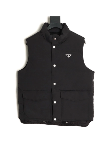 Prada Triangle Logo Double Pocket Down Vest TSK1,Prada