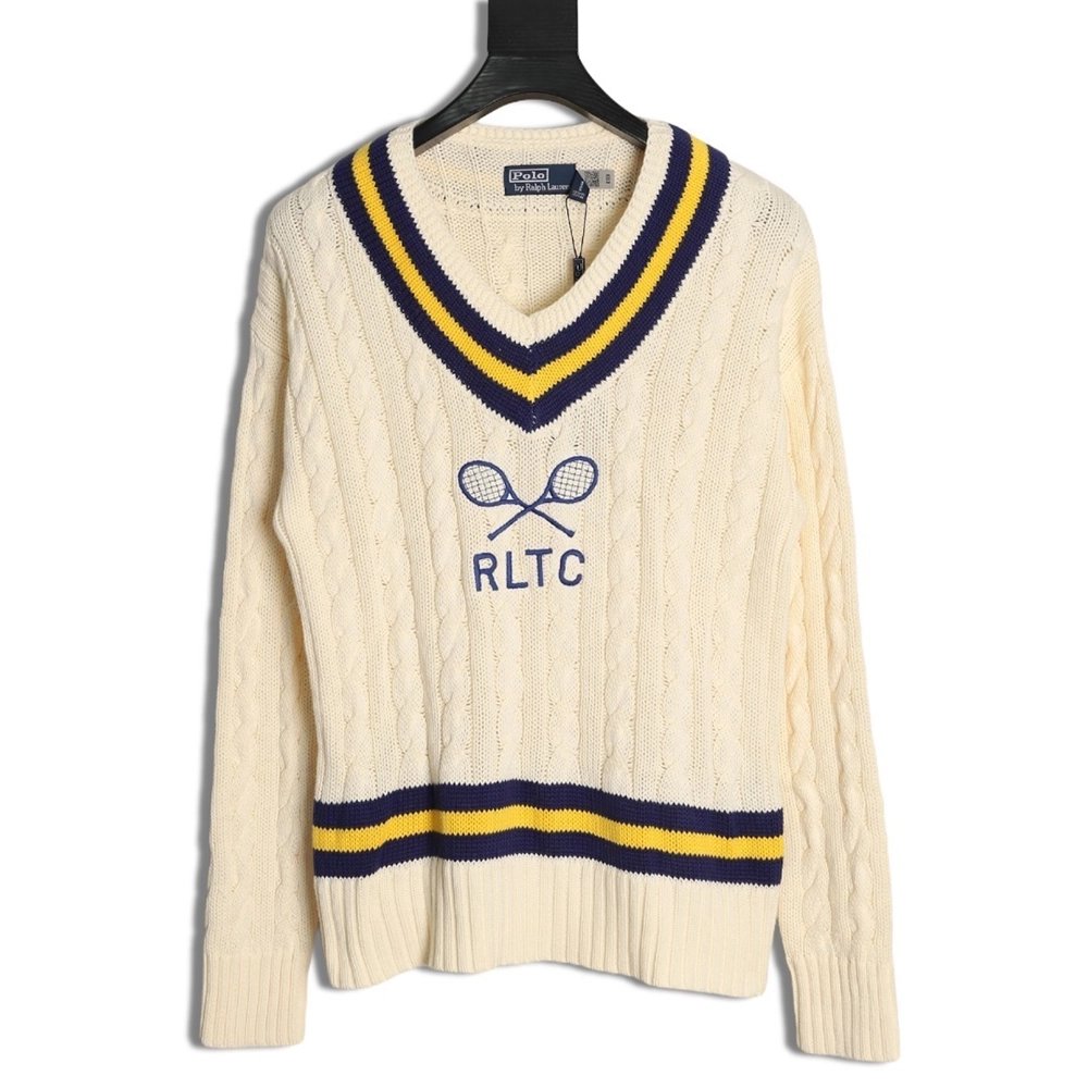Ralph Lauren Tennis Cable Knit V-Neck Sweater,Ralph Lauren