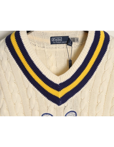 Ralph Lauren Tennis Cable Knit V-Neck Sweater,Ralph Lauren