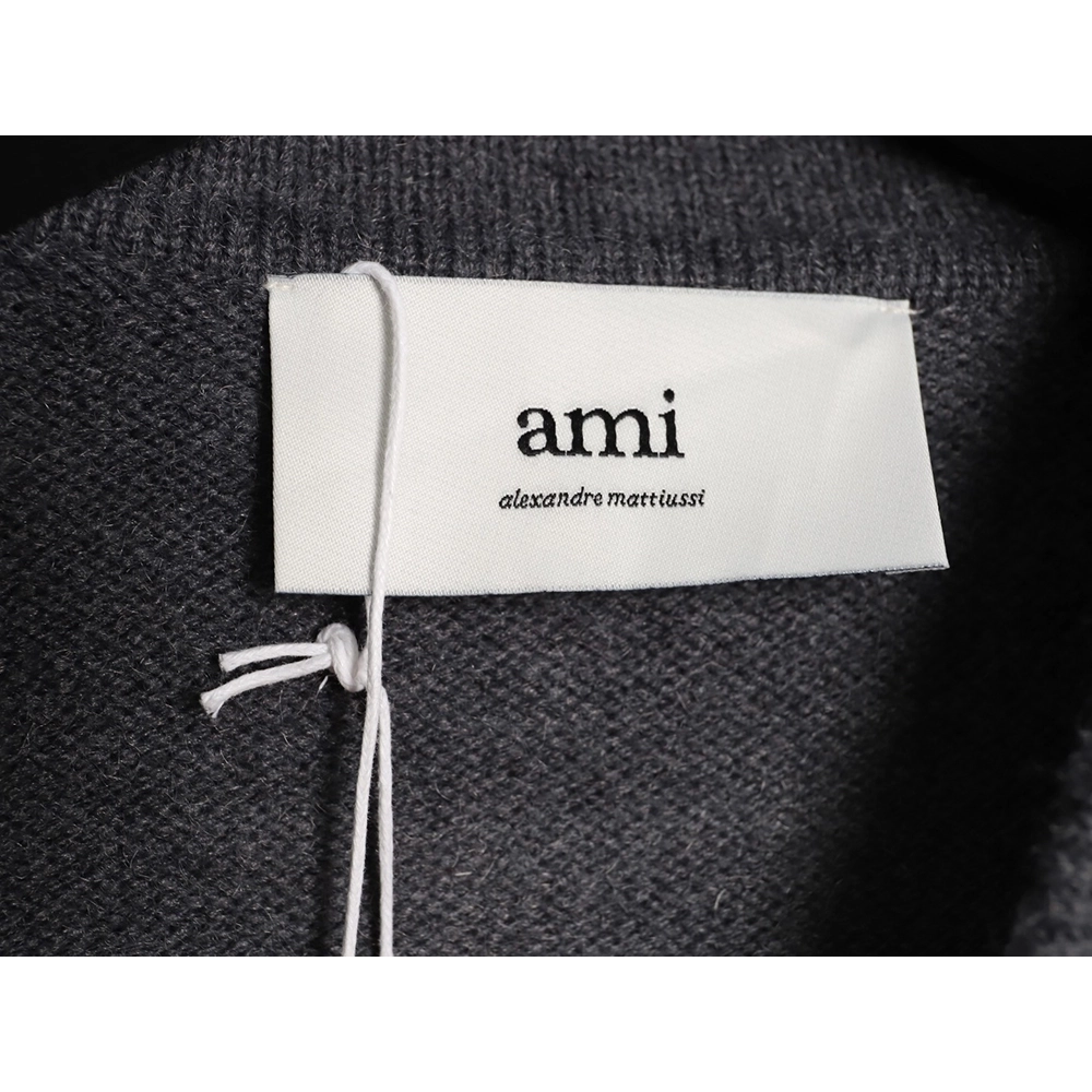 Ami Paris Heart Jacquard Knit Collar Polo Sweater,Ami