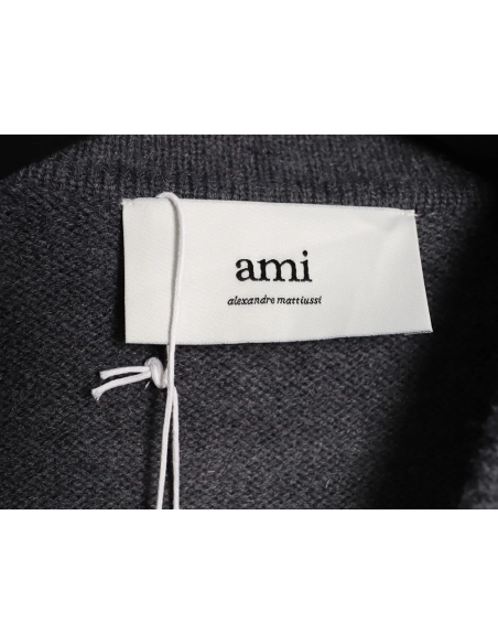 Ami Paris Heart Jacquard Knit Collar Polo Sweater,Ami