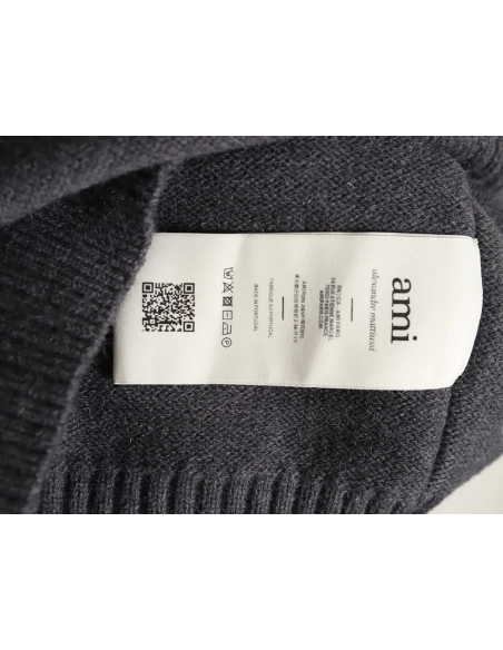 Ami Paris Heart Jacquard Knit Collar Polo Sweater,Ami