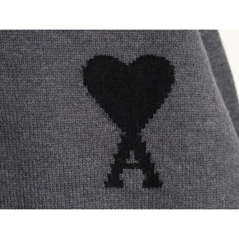 Ami Paris Heart Jacquard Knit Collar Polo Sweater,Ami