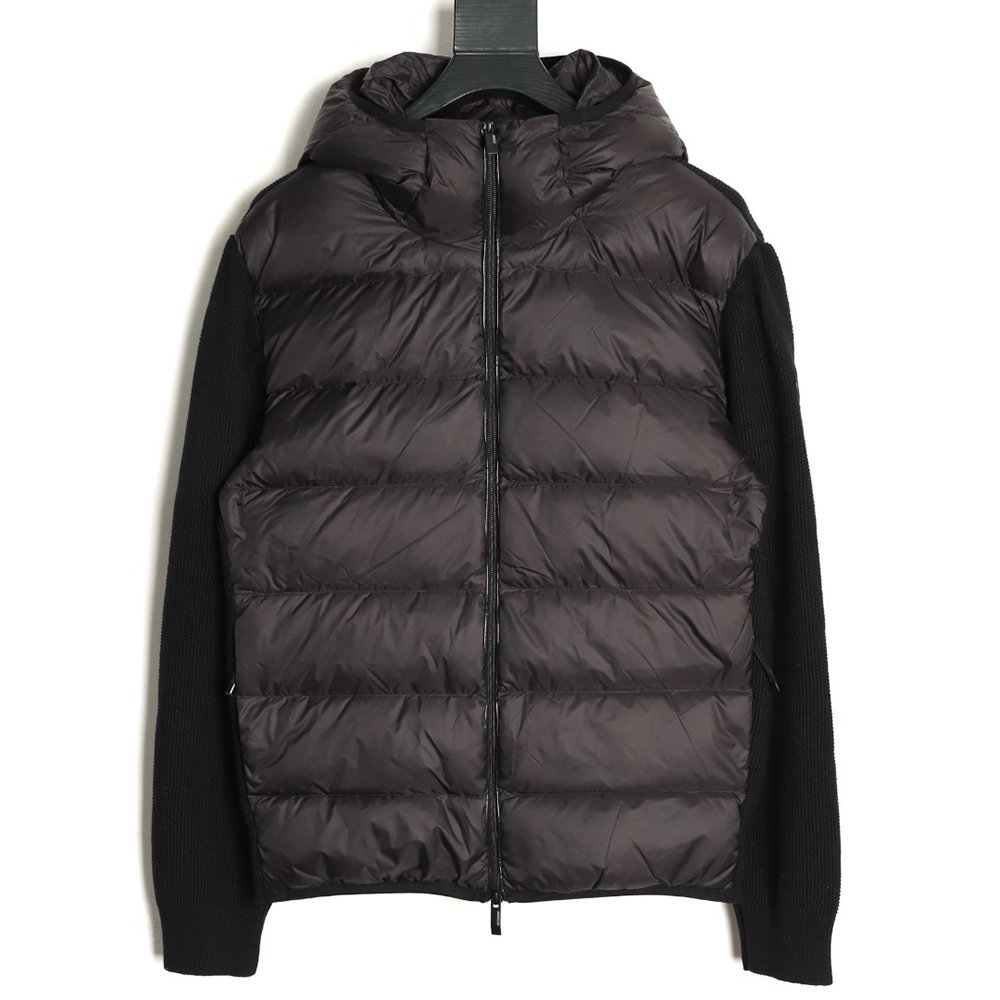 Moncler patchwork wool fluorescent webbing hooded down jacket,Moncler