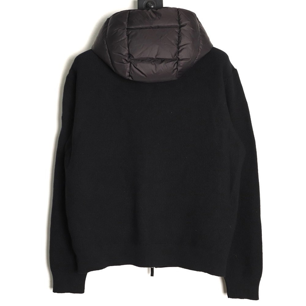 Moncler patchwork wool fluorescent webbing hooded down jacket,Moncler