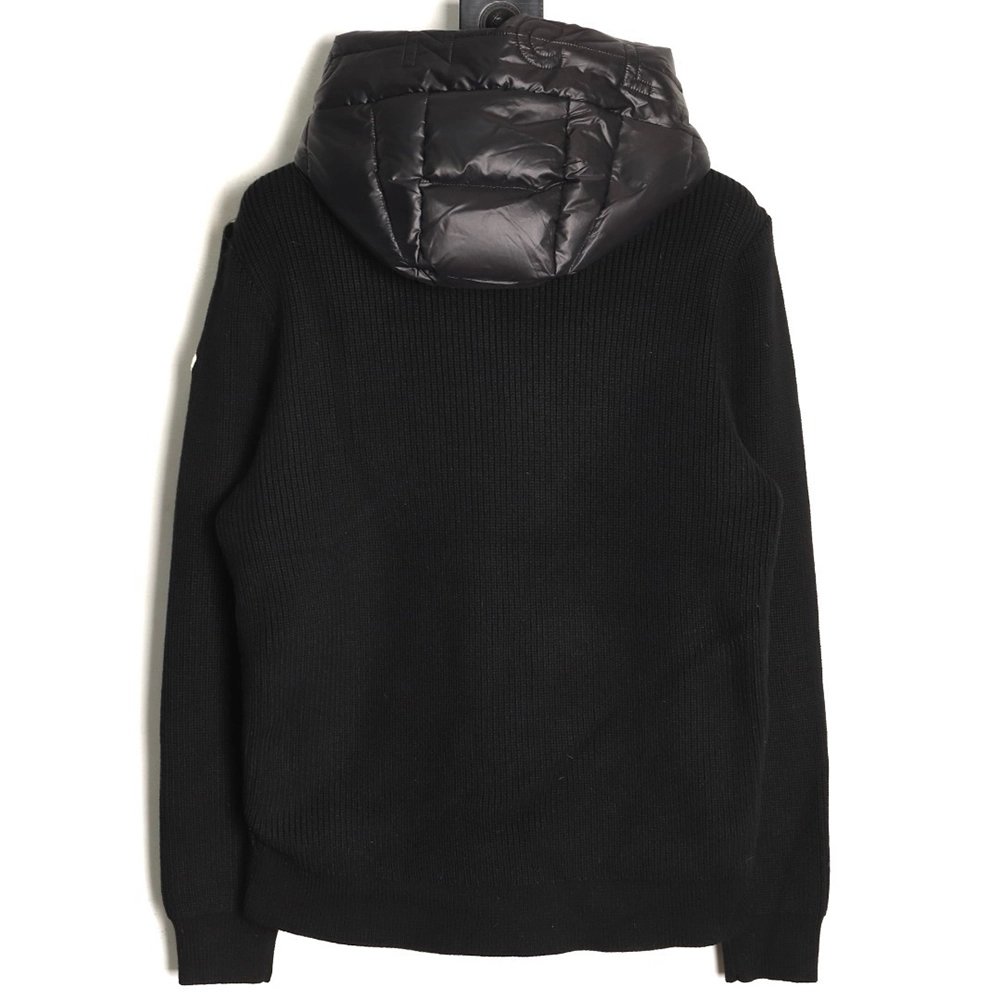 Moncler embroidered brim knit patchwork hooded down jacket,Moncler