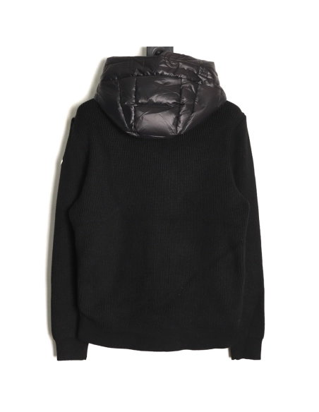 Moncler embroidered brim knit patchwork hooded down jacket,Moncler