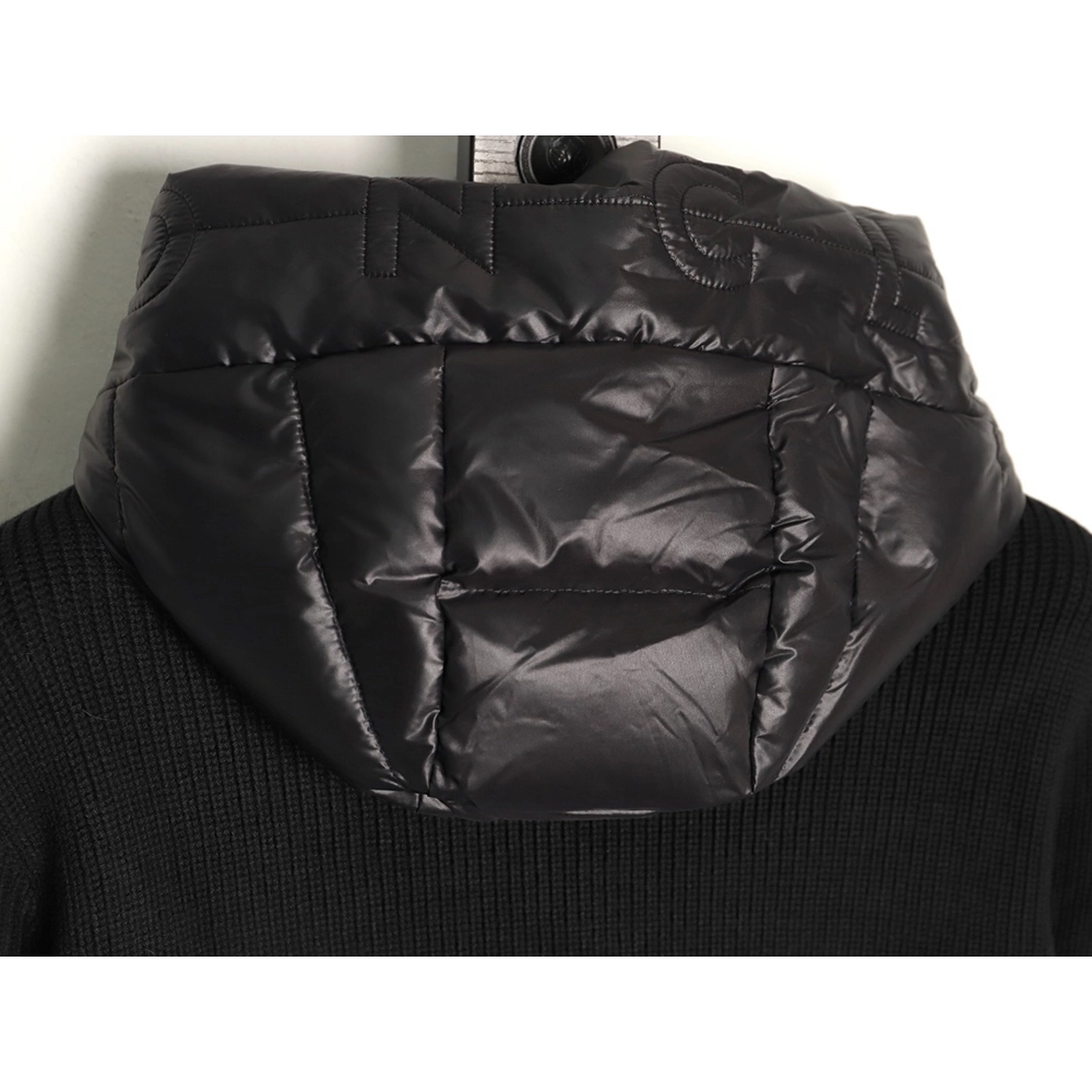 Moncler embroidered brim knit patchwork hooded down jacket,Moncler
