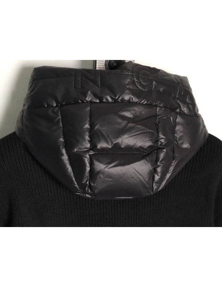 Moncler embroidered brim knit patchwork hooded down jacket,Moncler