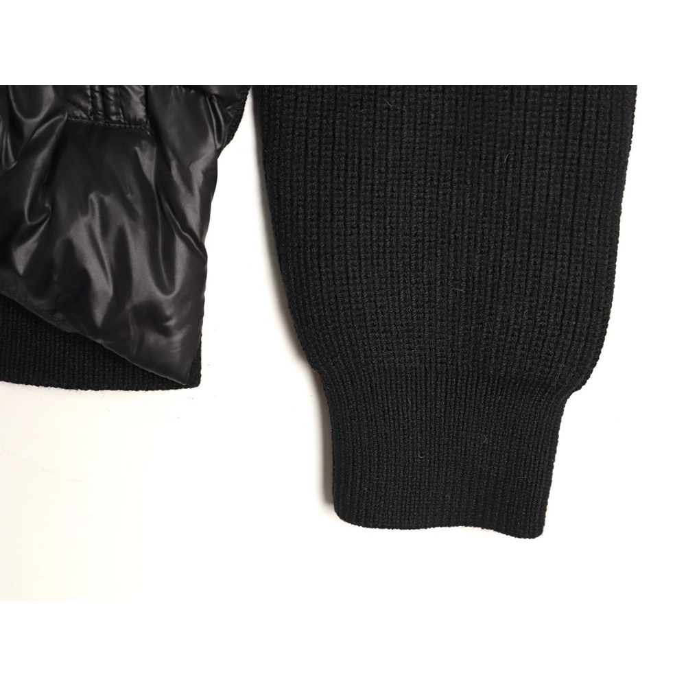 Moncler embroidered brim knit patchwork hooded down jacket,Moncler