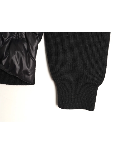 Moncler embroidered brim knit patchwork hooded down jacket,Moncler