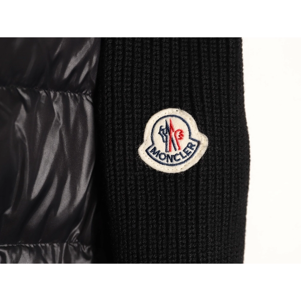 Moncler embroidered brim knit patchwork hooded down jacket,Moncler