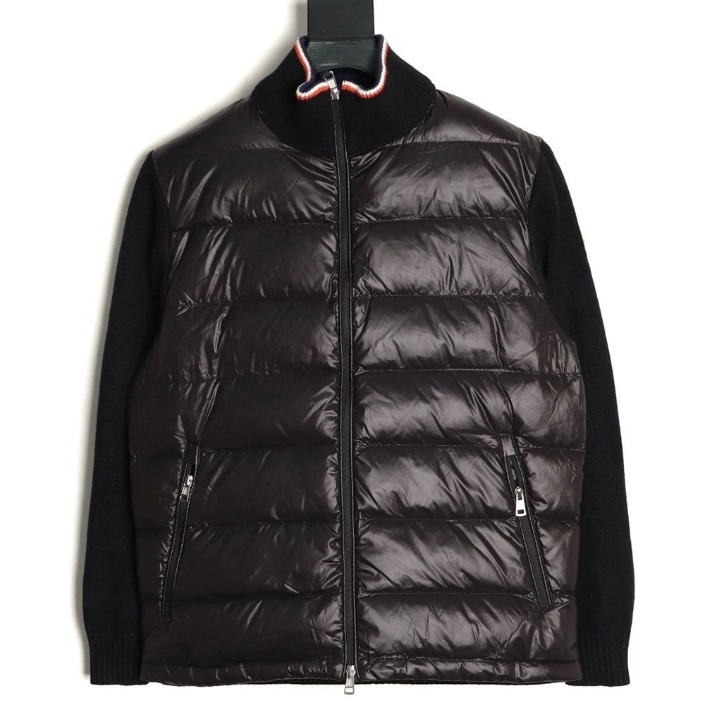 Moncler quilted wool patchwork stand collar down jacket,Moncler