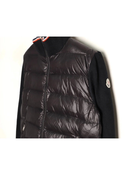 Moncler quilted wool patchwork stand collar down jacket,Moncler