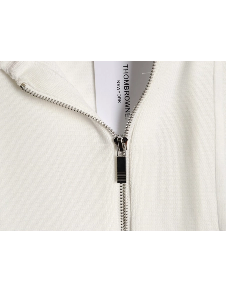 Thom Browne Double-Sleeve Label Zipper Cardigan Wool Blend Sweater,Thom Browne