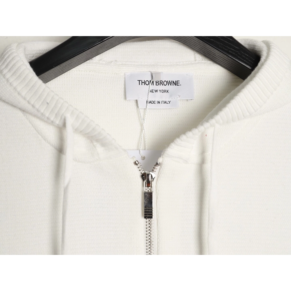 Thom Browne Double-Sleeve Label Zipper Cardigan Wool Blend Sweater,Thom Browne