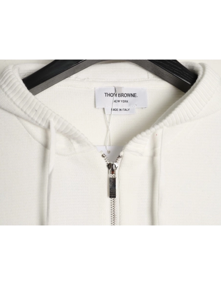 Thom Browne Double-Sleeve Label Zipper Cardigan Wool Blend Sweater,Thom Browne