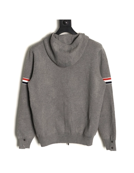 Thom Browne Double-Sleeve Label Zipper Cardigan Wool Blend Sweater TSK1,Thom Browne