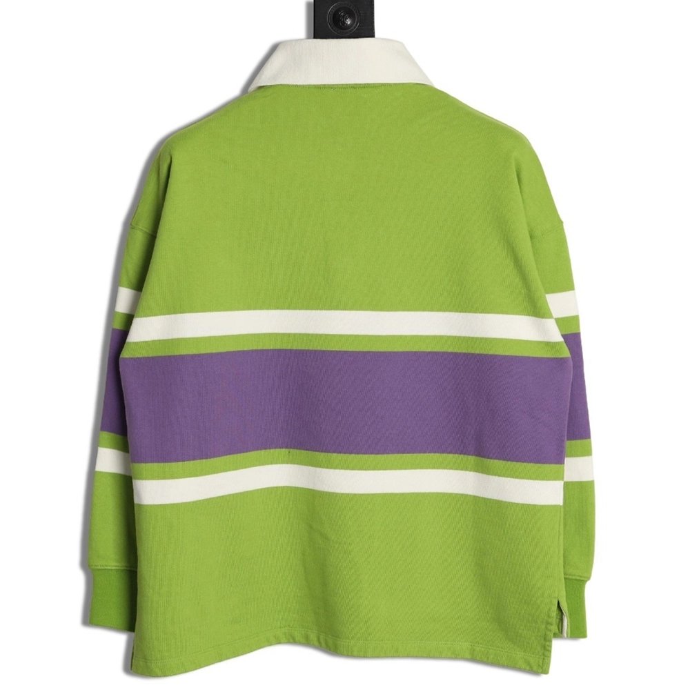 Loewe Embroidered Logo Color Block Striped Polo Sweatshirt,Loewe