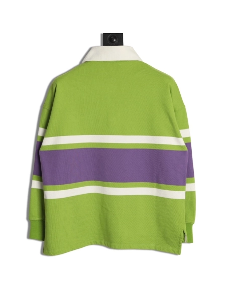 Loewe Embroidered Logo Color Block Striped Polo Sweatshirt,Loewe