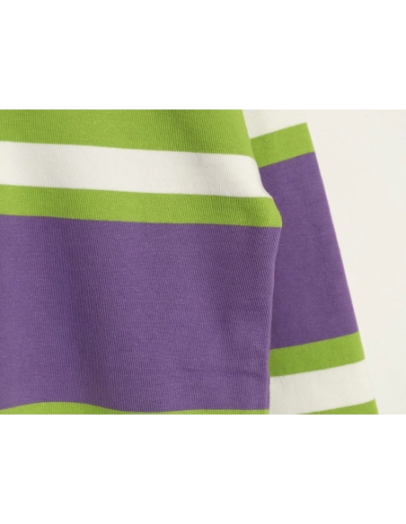 Loewe Embroidered Logo Color Block Striped Polo Sweatshirt,Loewe