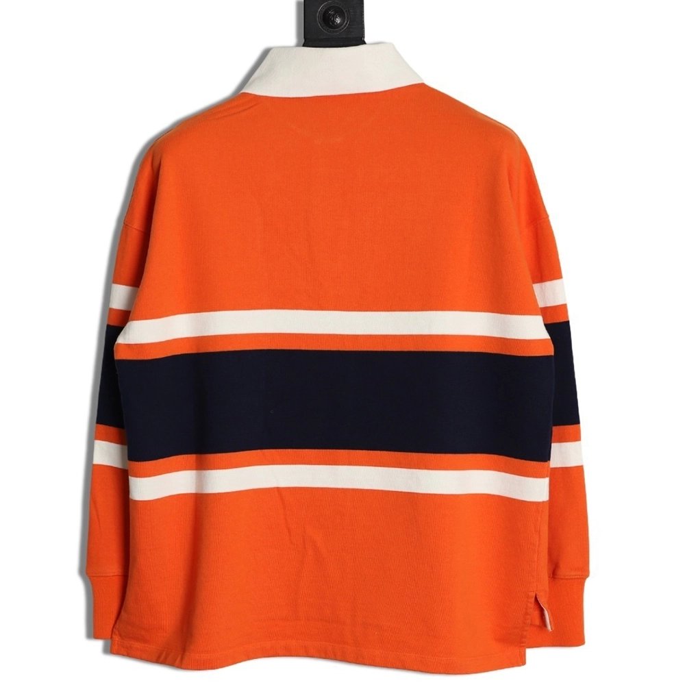 Loewe Embroidered Logo Color Block Striped Polo Sweatshirt TSK1,Loewe