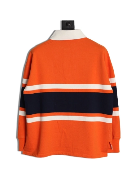 Loewe Embroidered Logo Color Block Striped Polo Sweatshirt TSK1,Loewe