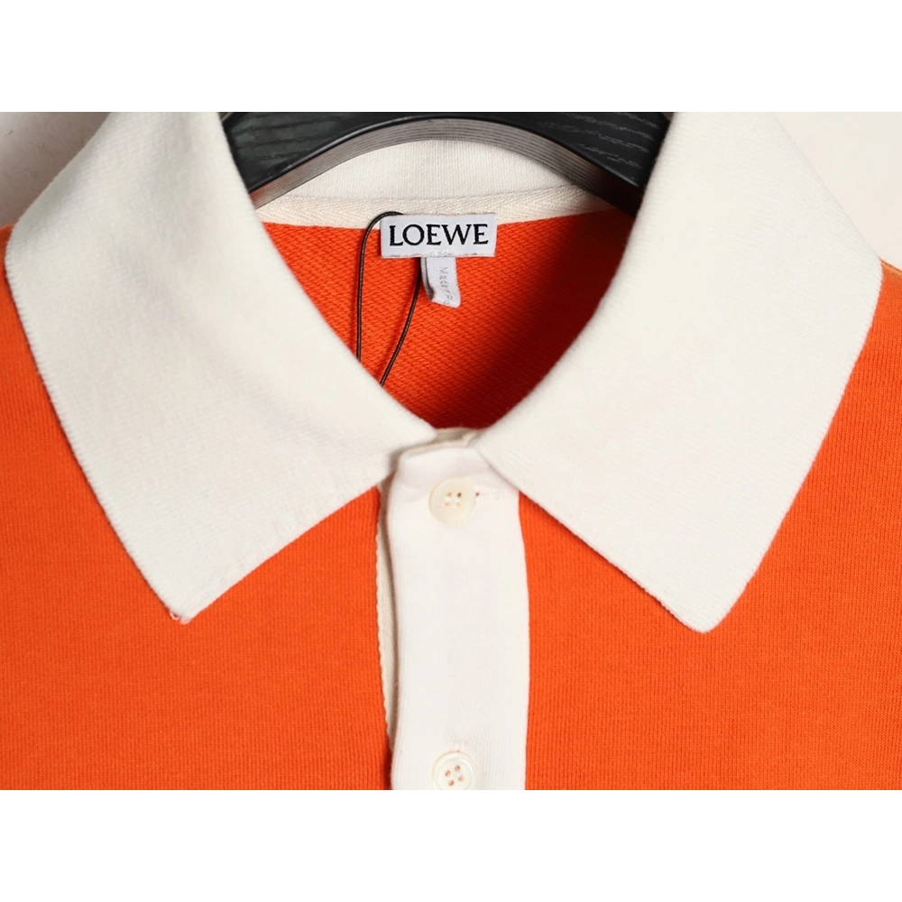 Loewe Embroidered Logo Color Block Striped Polo Sweatshirt TSK1,Loewe