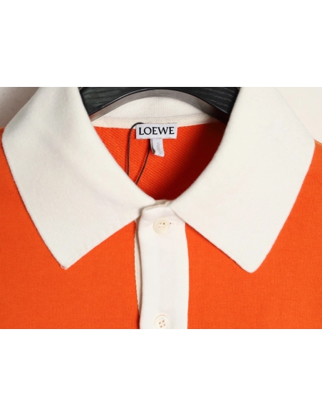Loewe Embroidered Logo Color Block Striped Polo Sweatshirt TSK1,Loewe