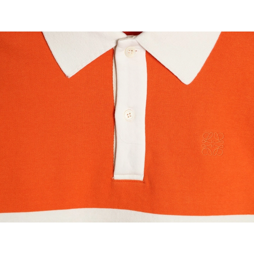 Loewe Embroidered Logo Color Block Striped Polo Sweatshirt TSK1,Loewe