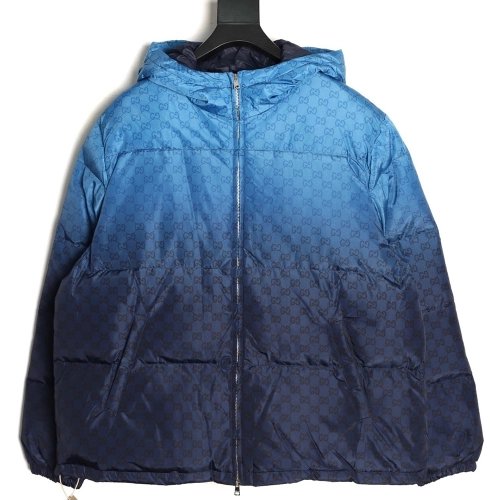 Gucci Gradient G Pattern Hooded Down Jacket TSK1,Gucci