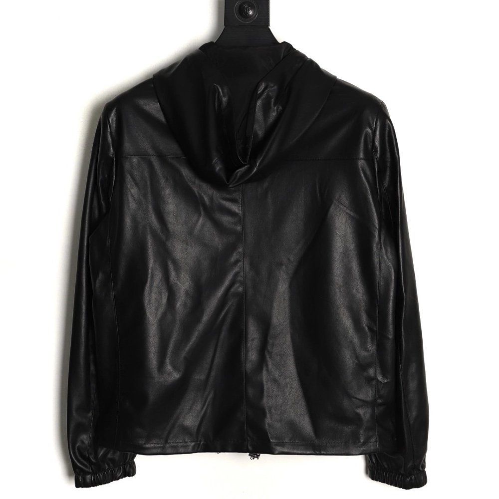 Prada Reversible Leather Nylon Hooded Jacket,Prada