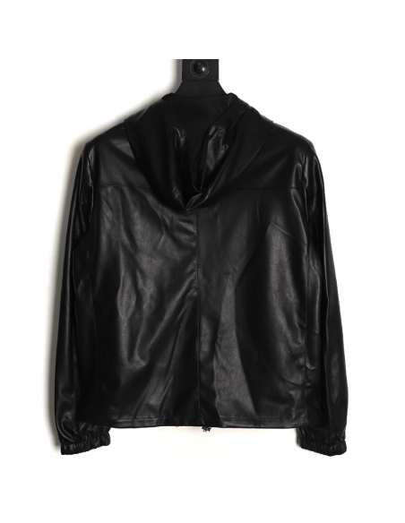 Prada Reversible Leather Nylon Hooded Jacket,Prada