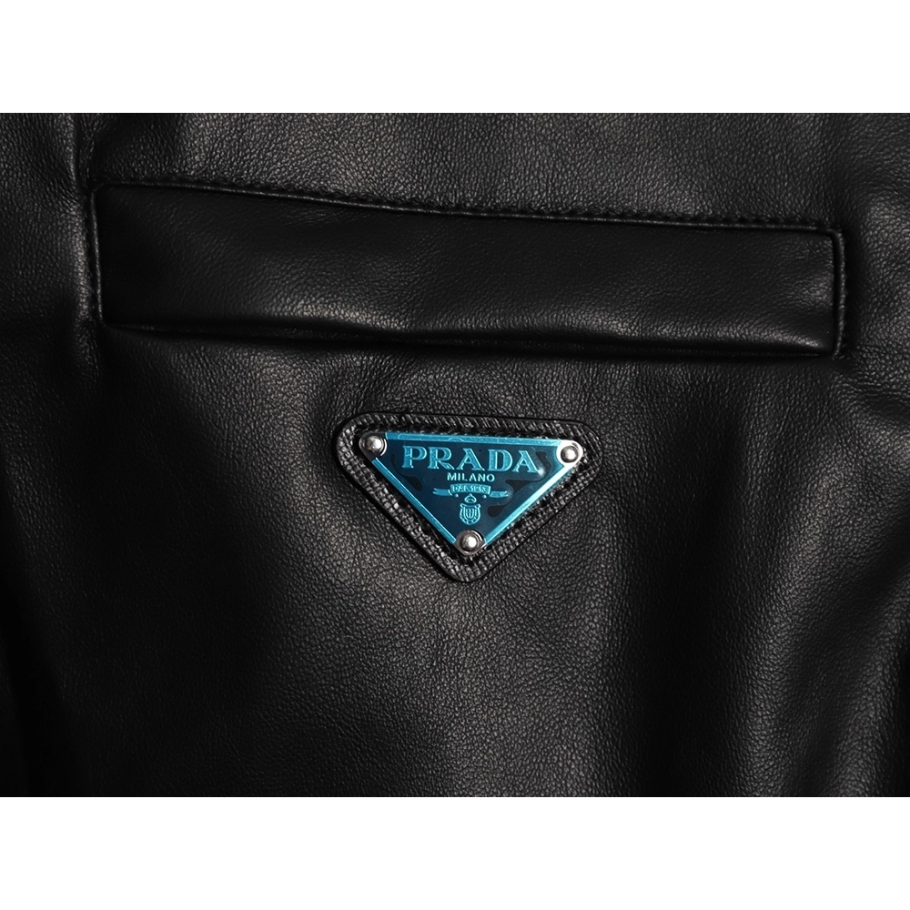 Prada Reversible Leather Nylon Hooded Jacket,Prada