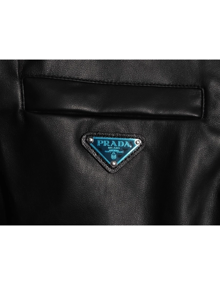 Prada Reversible Leather Nylon Hooded Jacket,Prada
