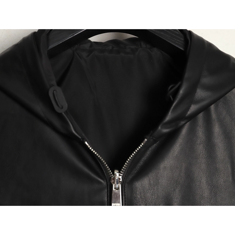 Prada Reversible Leather Nylon Hooded Jacket,Prada