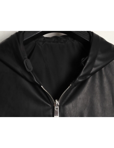 Prada Reversible Leather Nylon Hooded Jacket,Prada