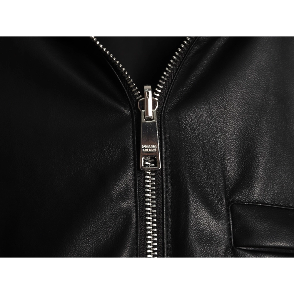 Prada Reversible Leather Nylon Hooded Jacket,Prada