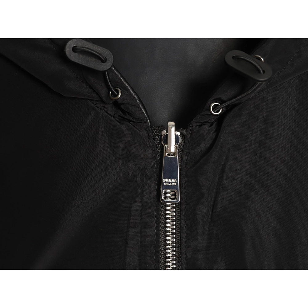 Prada Reversible Leather Nylon Hooded Jacket,Prada