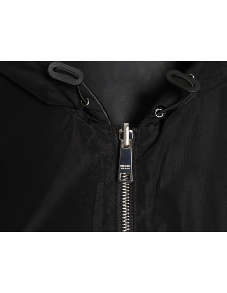 Prada Reversible Leather Nylon Hooded Jacket,Prada